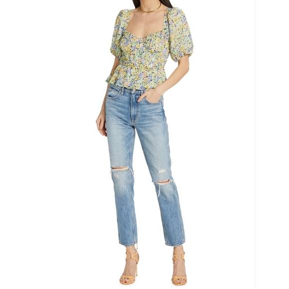 ASTR THE LABEL | FREE PEOPLE CLAIRMONT BUSTER PUFF SLEEVE TOP SIZE MEDIUM FLORAL - Picture 7 of 7